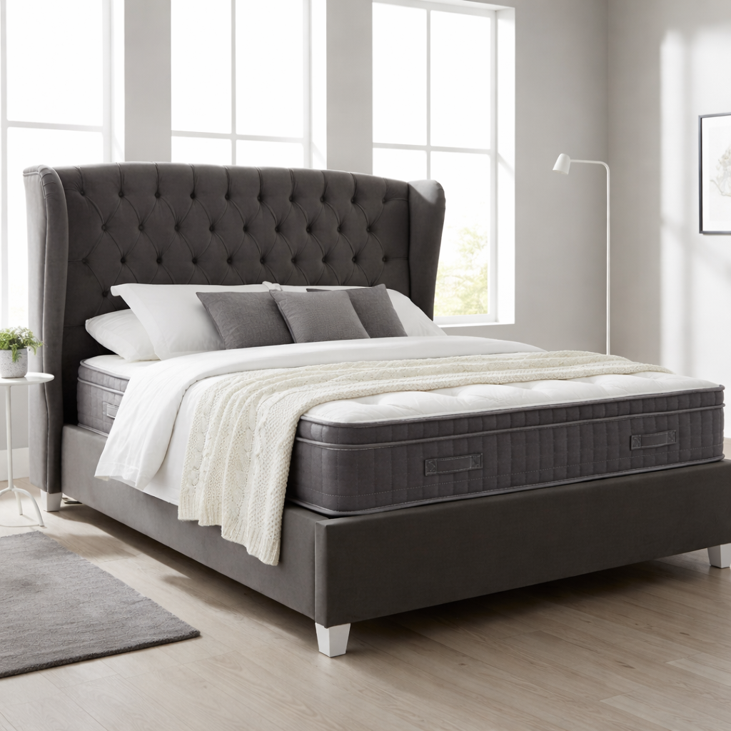 Oxford Wingback Bed With Mattress